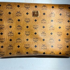 MCM Tan and Gold Leather Clutch